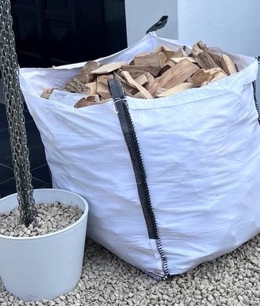Eco bulk bag of kiln-dried smaller logs with less than 18% moisture