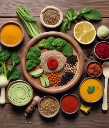 An old-fashioned typewriter displays a sheet of paper with the words 'Holistic Health' on it, set against a background of green grass. The typewriter features keys that are visible at the bottom of the image.