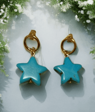 Handcrafted Ether Pieces earrings with semi-precious stone and gold details