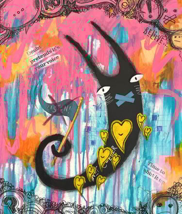 More Than Enough a Doubt Creature Painting part of the Doubt Painting Series by Tara Roskell