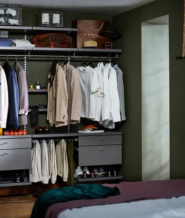 Elfa drabužinių įranga | Lentynų sistemos