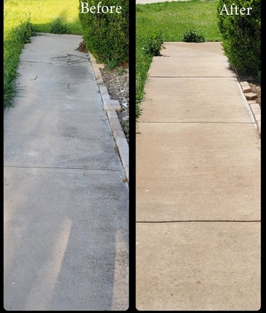 Sidewalk cleaning before and after rental property.