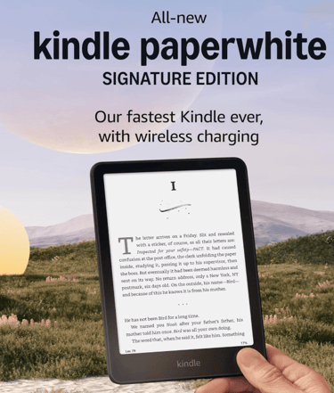 a person holding a kindle book