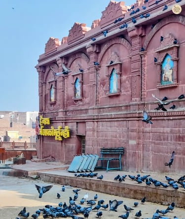 Early morning view outside Lakshminath Temple in Bikaner, capturing its calm and spiritual aura.