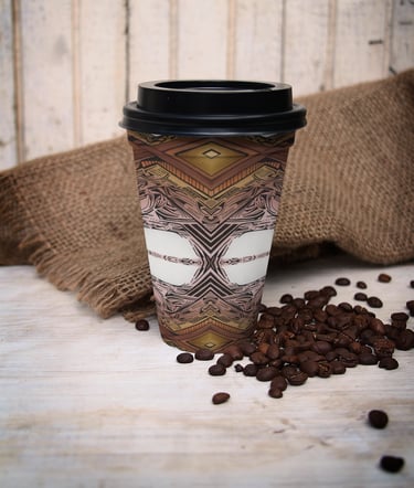 a cup of coffee with a cup of coffee on a table