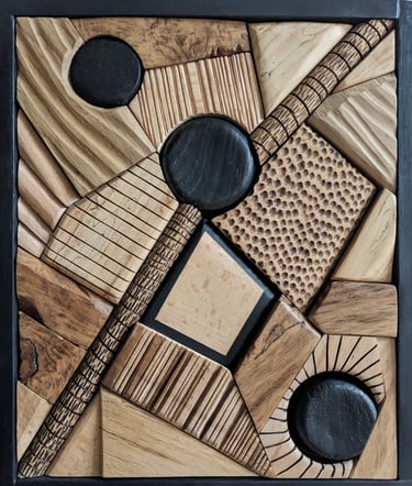 Tableau bois Umoja, relief géométrique naturel, Fabrice Deshayes, Kandfact