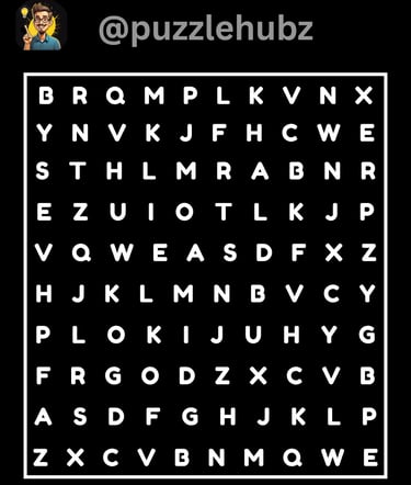 Hidden animals word search puzzle image showing a jumbled letter matrix grid containing the words CA