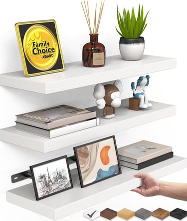 Space saving white floating shelf sold on Amazon