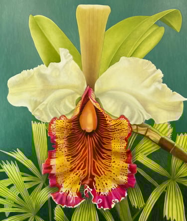 Florida realist painter Christine Knize presents her monumental Orchidelirium series, 72 x 60