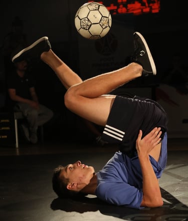 Benoit Bergasse en compétition de freestyle football aux championnats de France.