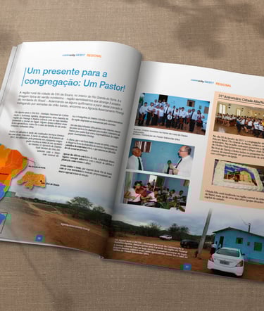 Layout revista, paginação e diagramação de artigos. mapa do brasil, região nordeste destacada