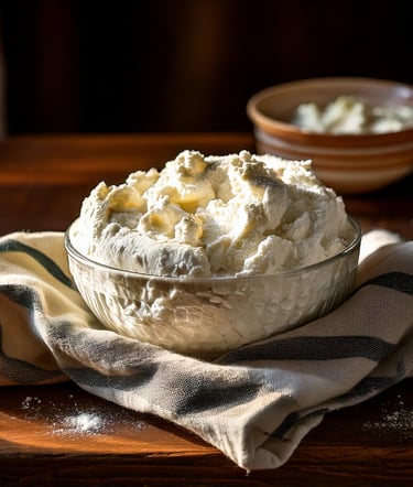 a bowl of paneer, cream cheese, homemade