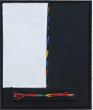 une peinture d'une fenêtre un rectangle blanc et fond noir