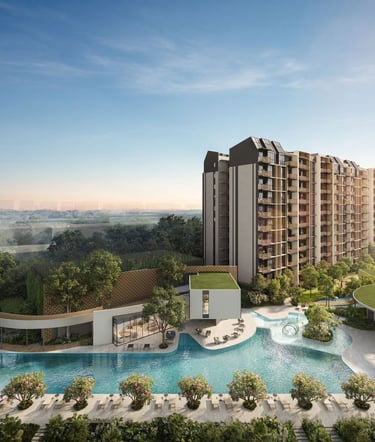 Premium modern residential towers, grand clubhouse, and 50m lap pool at Norwood Grand near Woodlands