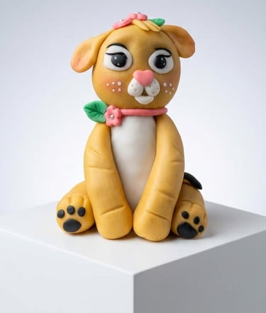 Jirafita bebé modelada artesanalmente en fondant por Cocina con Ely, diseñada para decorar tortas in