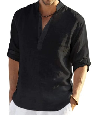 black shirt and white pants