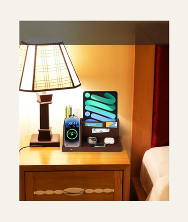 Wireless Future Charger Store Fast Wireless Charging Station with Desk Organizer - Brown 