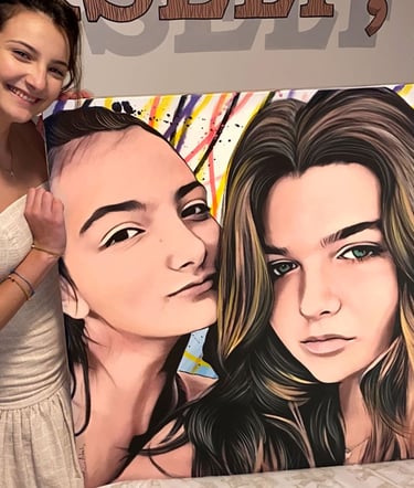 Rosto de menina em pop-art, transmitindo emoções intensas através de formas e cores