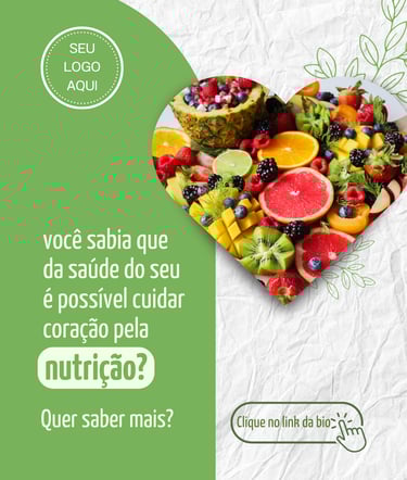 arte para instagram com um coração cheio de frutas