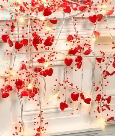 Valentines Day Decor 10FT 30 LED Valentines Day Garland with Lights Red Heart Lights String Battery