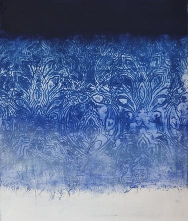 tableau représentant un dégradé de bleu évoquant les profondeurs marines