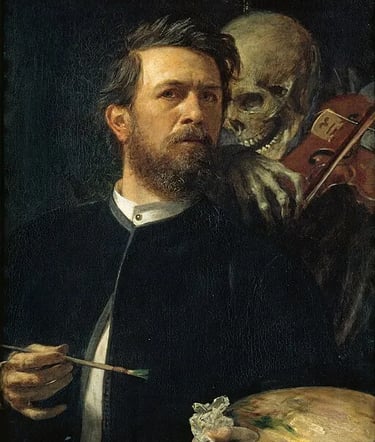 Self-Portrait with Death Playing the Fiddle 1872 by Arnold Böcklin - Merken Magazine