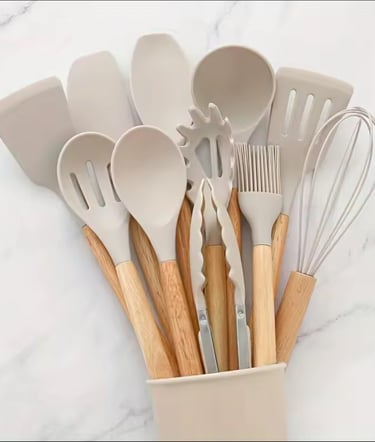 SILICONE kitchen utensils set 12 pieces, durable kitchen utensils silicone