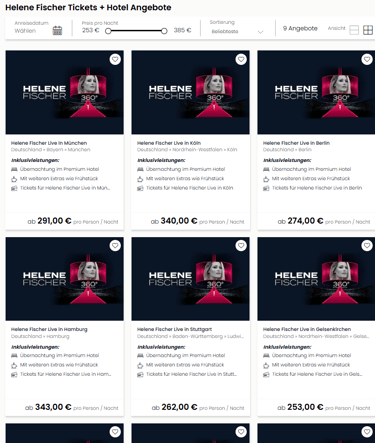 Travelcircus Konzert Deal: Helene Fischer Tour 2026