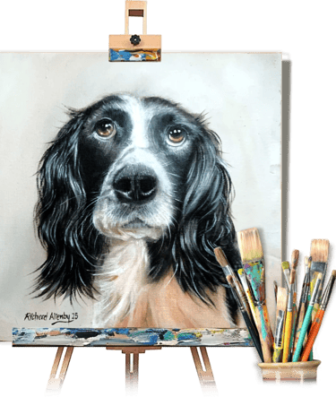 Hand painted oil painting of a pet portrait