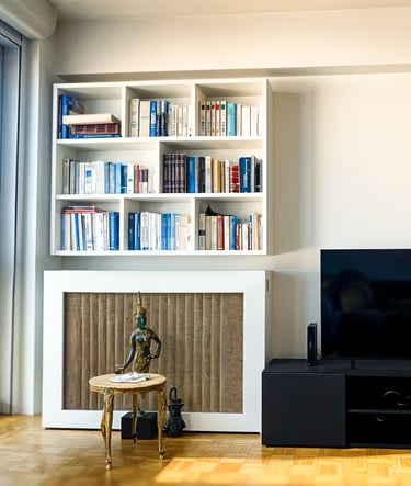 Rangement suspendu Shelfi – Courbevoie – mélaminé blanc Egger – meuble TV Valchromat