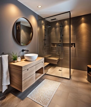 duşakabinli modern banyo tasarımı