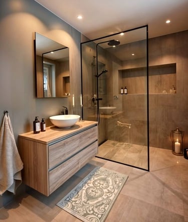 banyo tasarımı ile düzenlenmiş konforlu alan