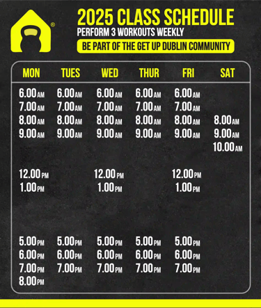 Layout of available class times