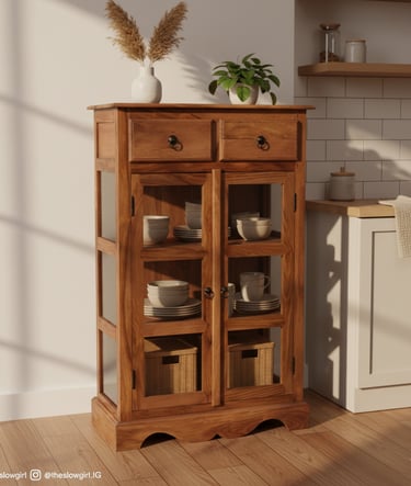 Sheesham Wood Kitchen Cabinet ✨ Warm Honey Finish | Elegant Storage for Modern Homes