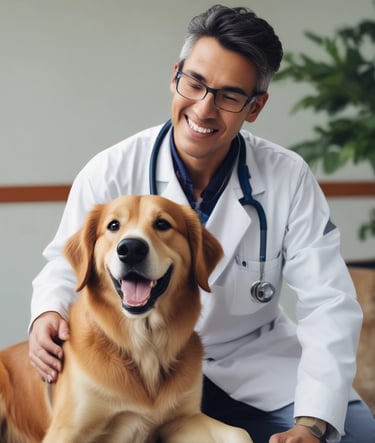 Doctor and pet bonding