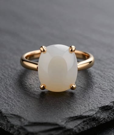 Cinematic macro photography of luxury jewelry on a dark slate grey background, soft off-white reflections, subtle gold highlights, exclusive and sophisticated mood, extreme technical mastery, shot in a North American / US studio.