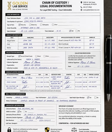Golden Lab Service legal DNA testing collection in Indianapolis