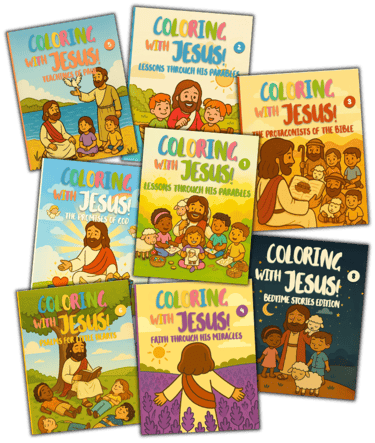 colection of coloring with jesus series of books