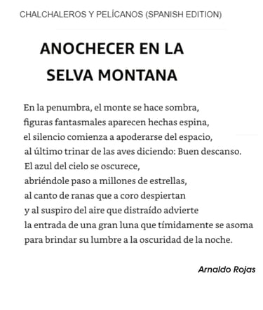 Poema "Anochecer en La Selva Montana" de Arnaldo Rojas