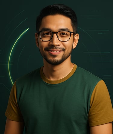a man with glasses and a green shirt
