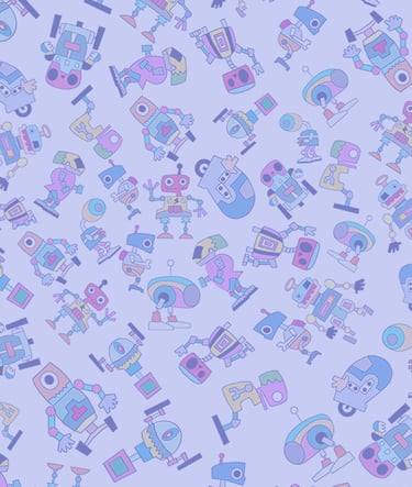 Robots Navy Blue Background
