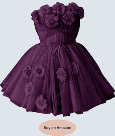Strapless Tulle Short Homecoming Dresses for Teens Flowers A Line - Plum