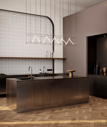 Luxury open-plan kitchen in Tilal Al Ghaf townhouse