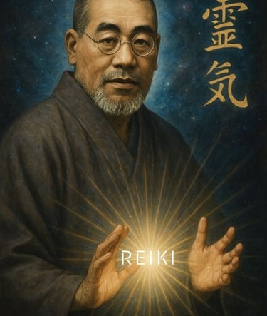 a man with a light shining in his hands
