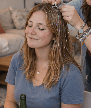 A blissful moment as my client gets her Fairy Hair Makeover. 