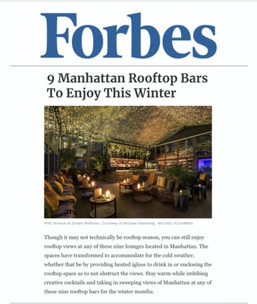 a magazine article about the manhattan rooftop bar