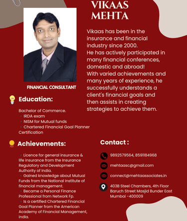 professional profile of Vikas Mehta, financial consultant!