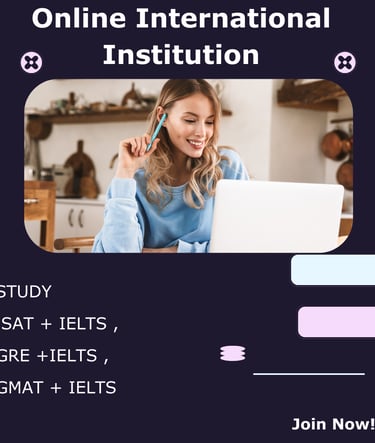 Smiling student studying for SAT, GRE, and GMAT with IELTS at an online international institution.