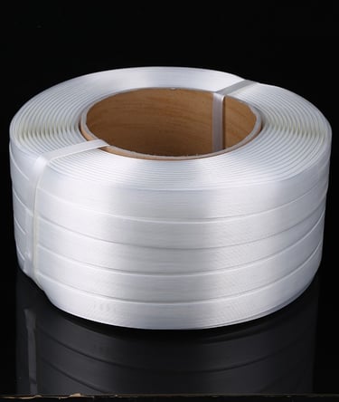 Heavy-duty cord strap rolls ready for export shipment