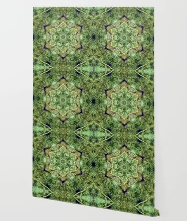 Abstract nature kaleidoscope pattern on two sheets of wall paper.